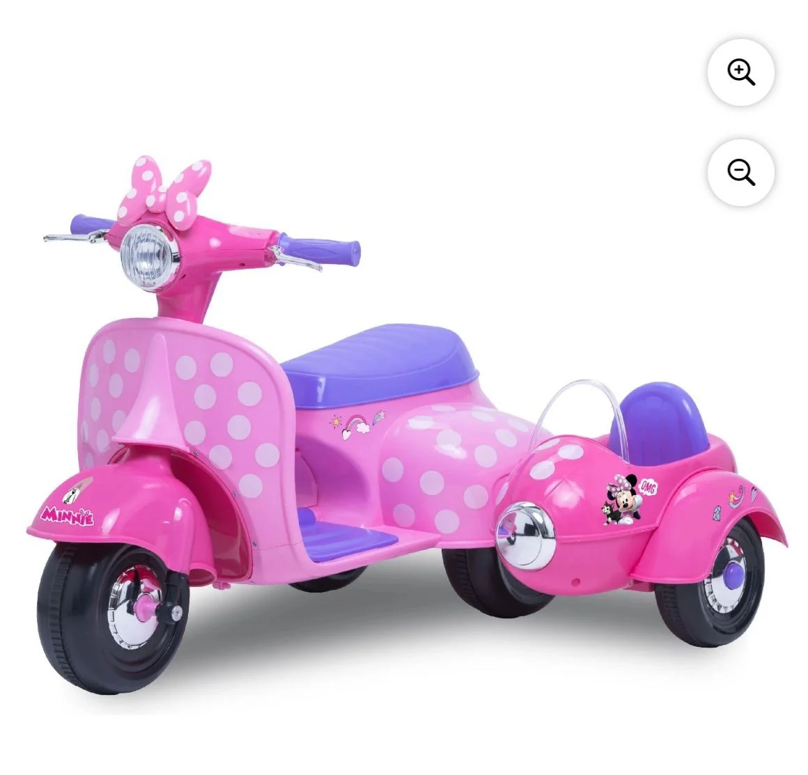 6V Kids Ride-On Scooter with Sidecar Featuring Mickey Mouse Design - Image 2