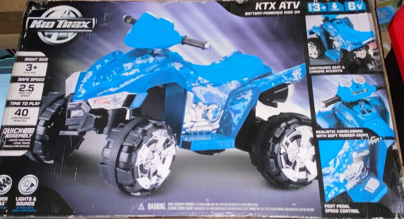 Kid Trax KTX Blue Camo 6V Quad ATV Ride-On - Brand New - Image 3