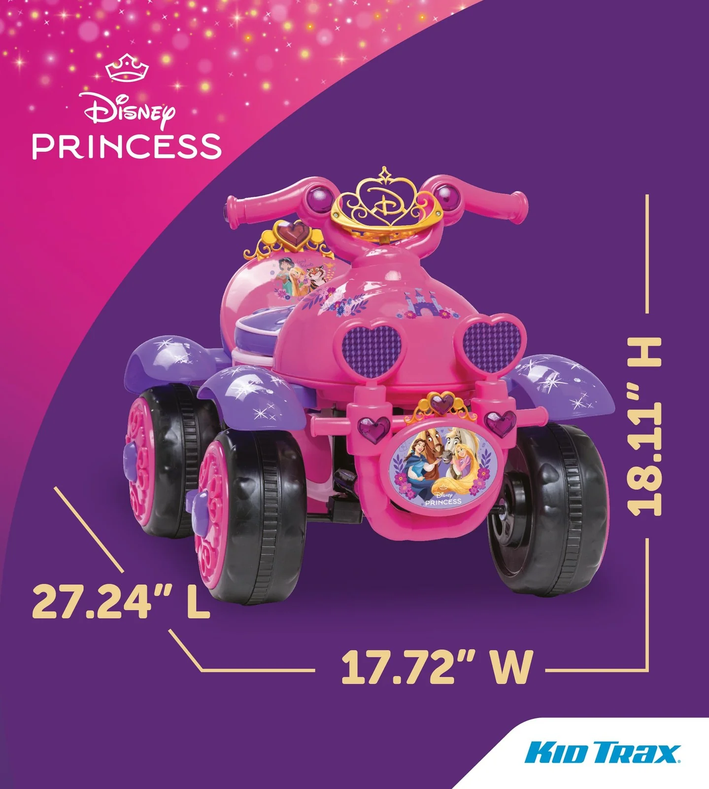 Disney Princess 6V Electric Quad for Toddlers - Pink - Image 2
