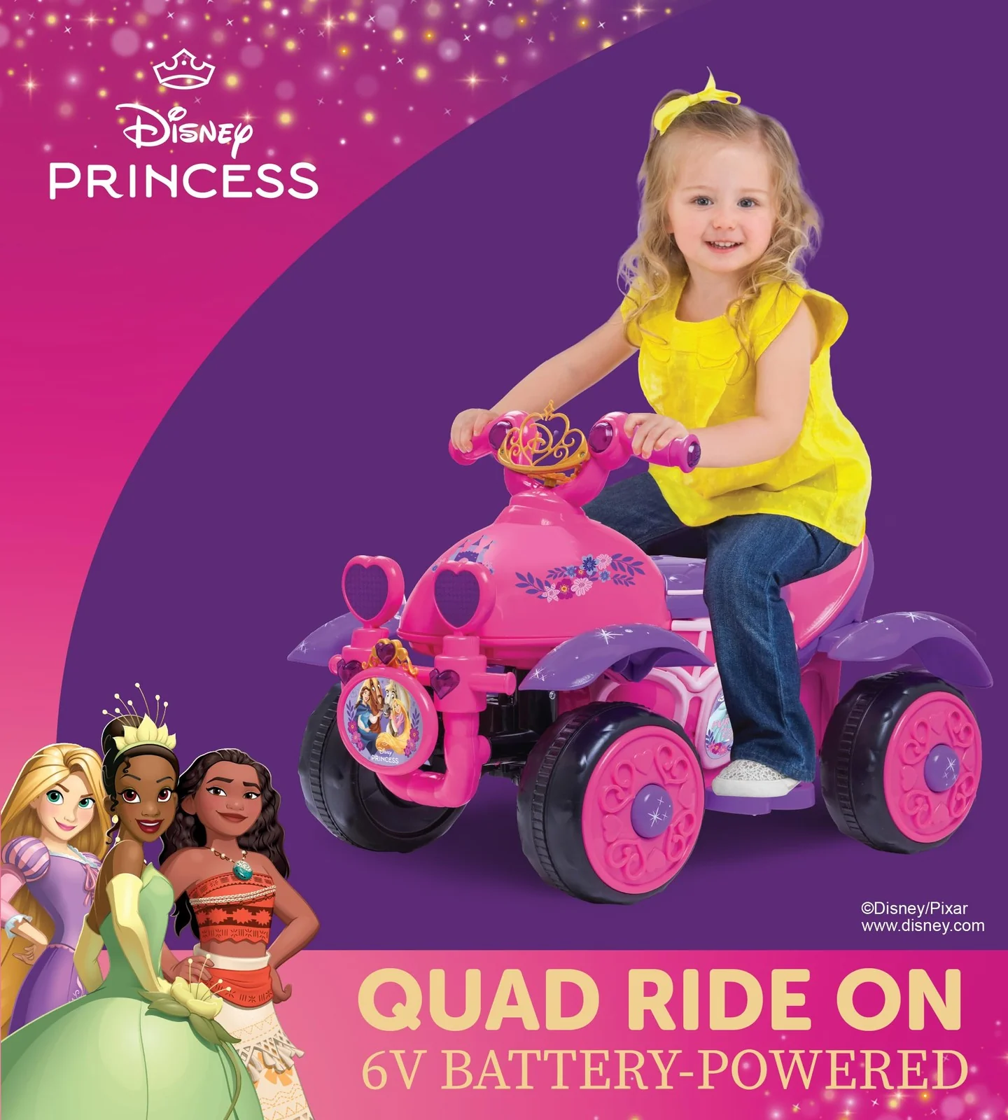 Disney Princess 6V Electric Quad for Toddlers - Pink - Image 3
