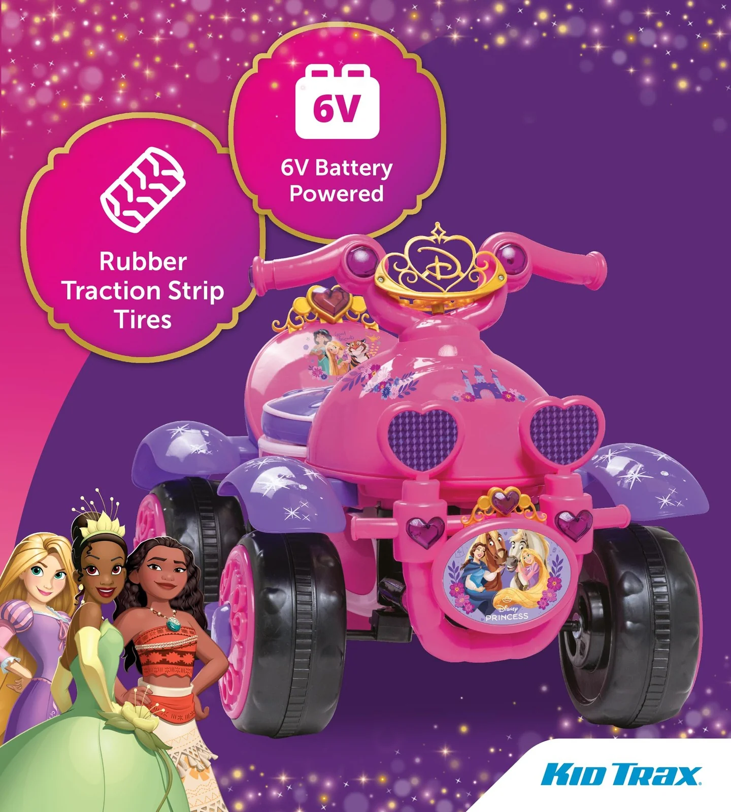 Disney Princess 6V Electric Quad for Toddlers - Pink - Image 5