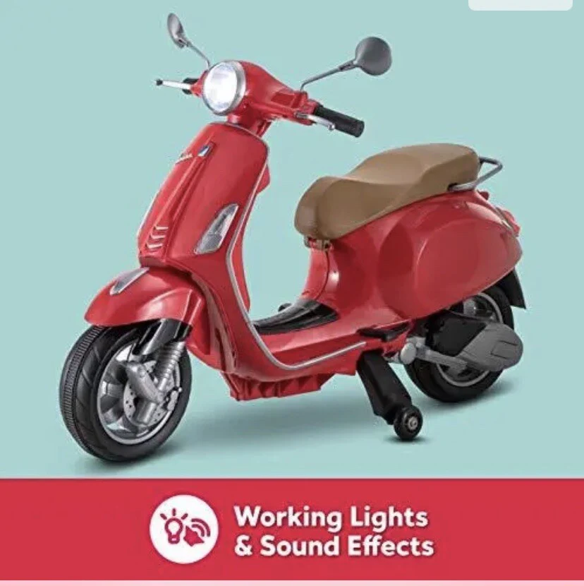 Electric Toddler Ride-On Vespa Scooter for Ages 3-5, 6 Volt Battery Powered - Image 2