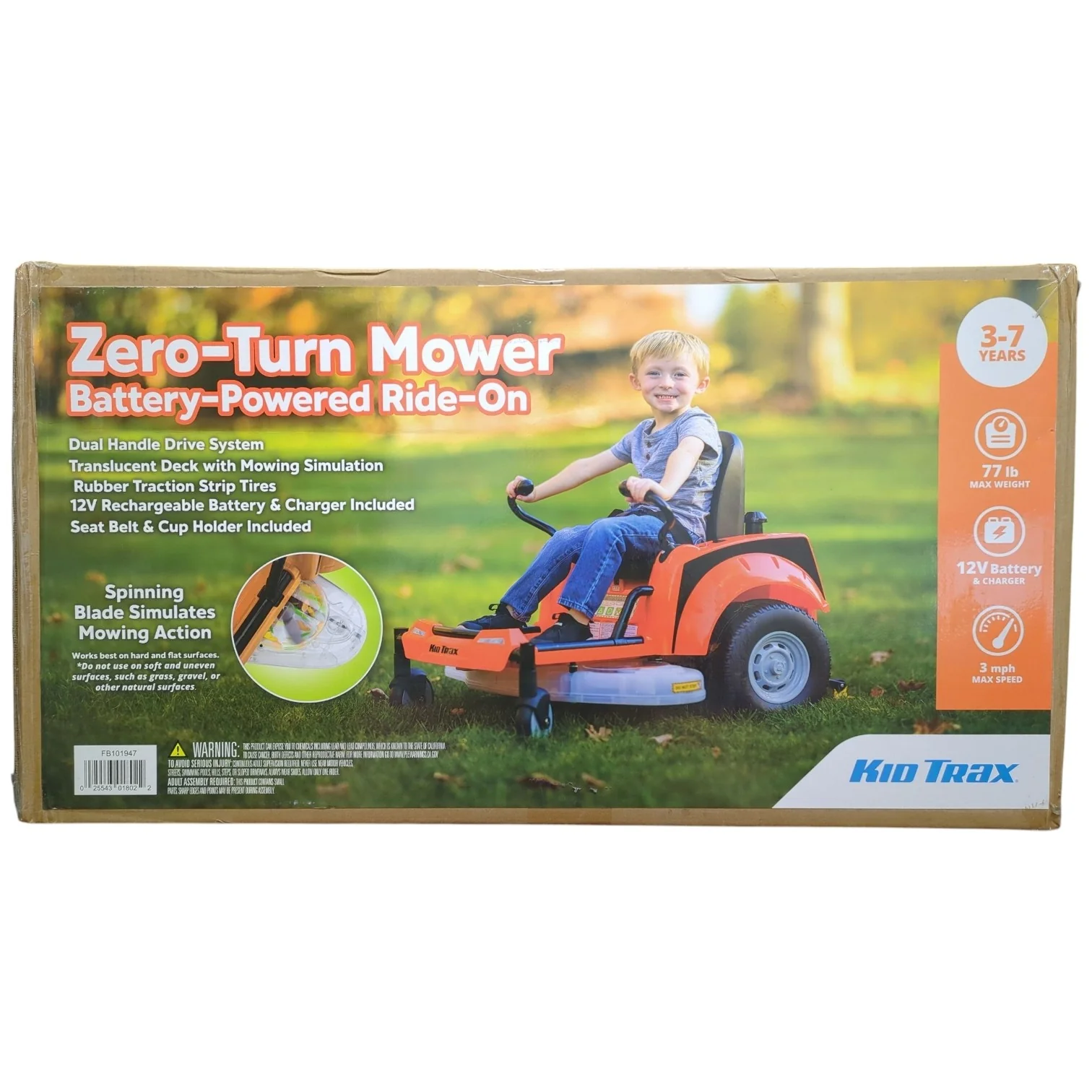 12-Volt Kid’s Ride-On Zero Turn Lawn Mower Toy with 3 MPH Speed and 77 lbs Capacity