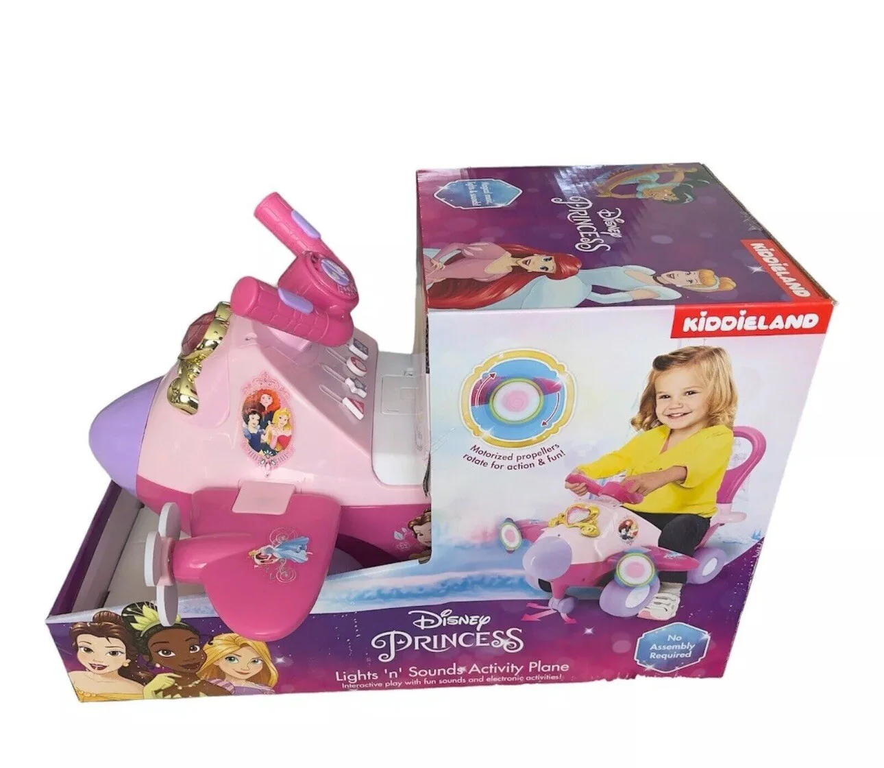 Princess Plane Ride-On Toy with Lights and Sounds Activity Features