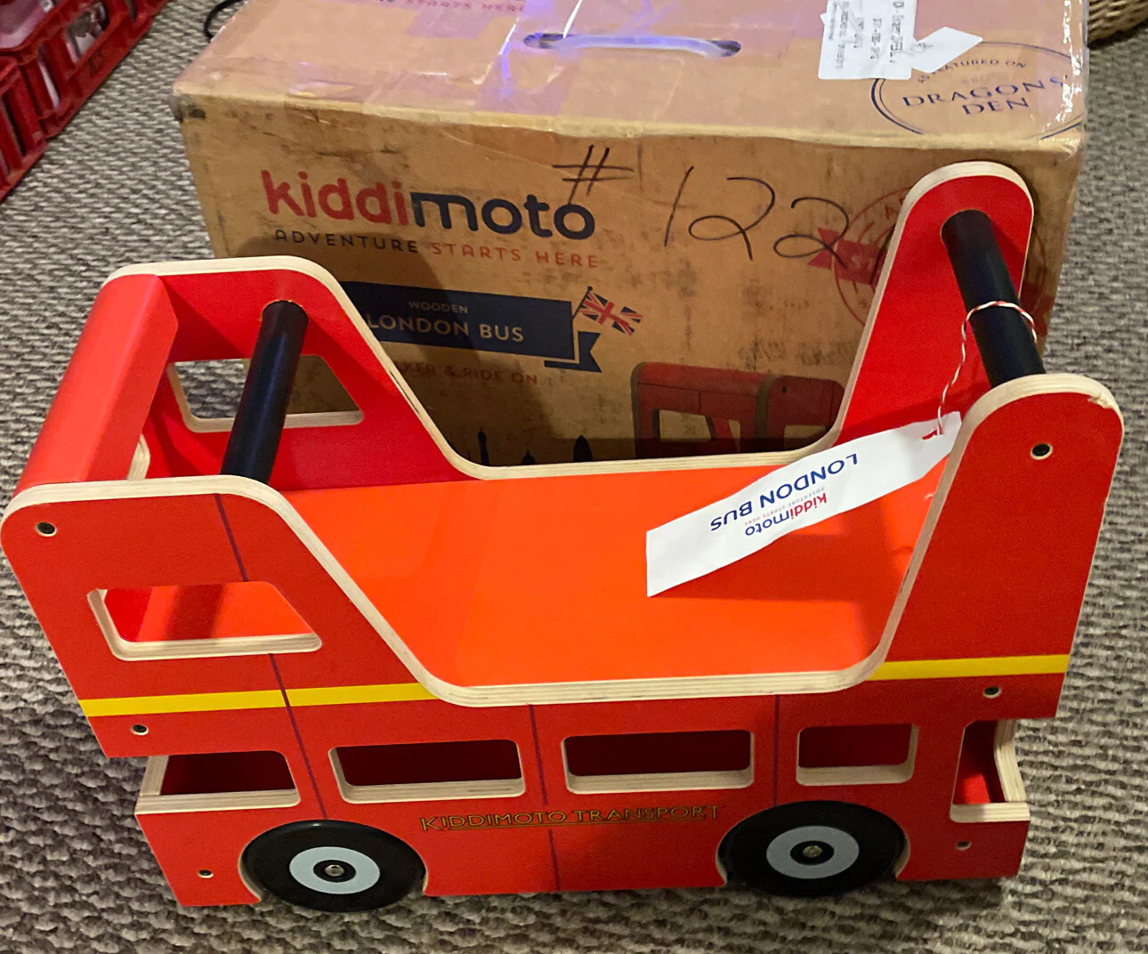 Kiddimoto Original London Bus Ride-On Walker Toy for 12-24 Months