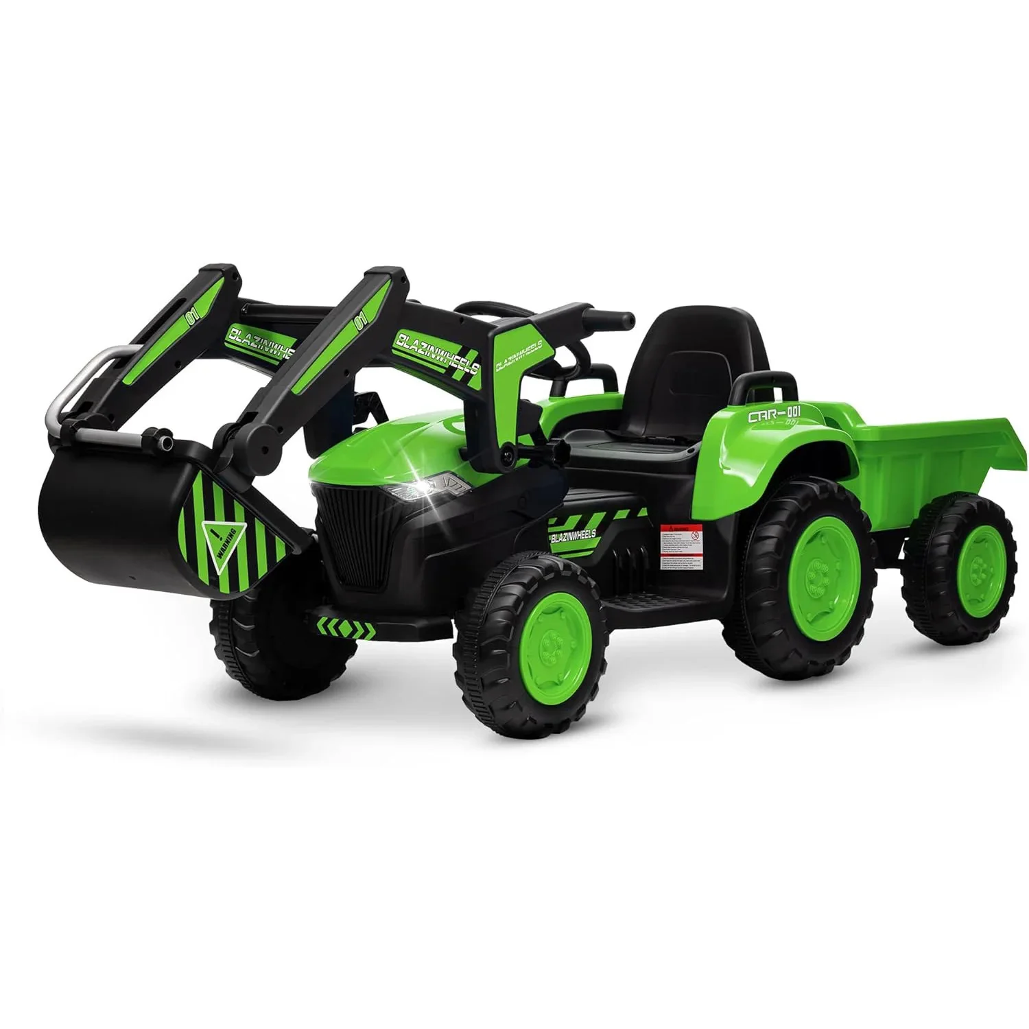 12V Kids Ride-On Excavator and Tractor with Detachable Trailer and Ride-On Car Set - Image 13