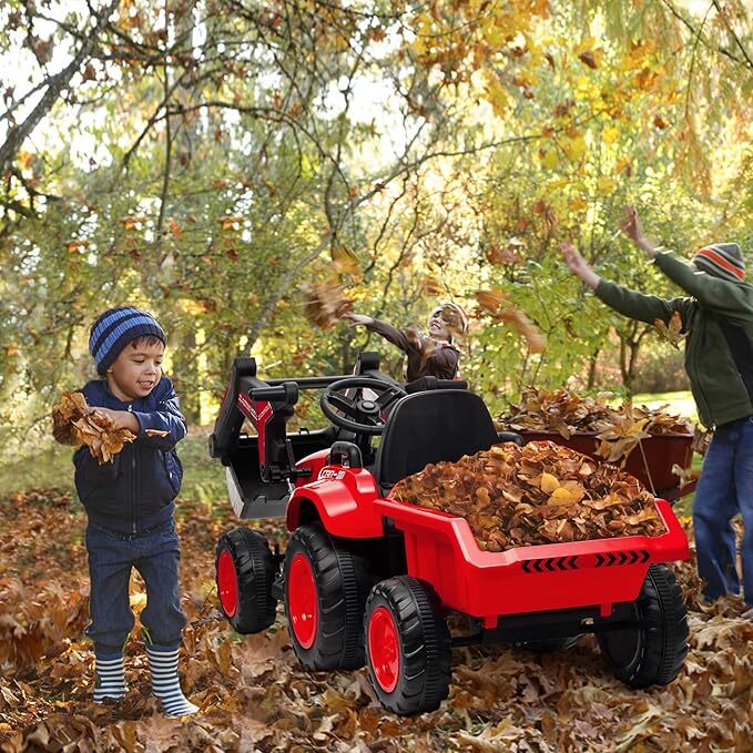 12V Kids Ride-On Excavator and Tractor with Remote Control, Digger, and LED Lights - Image 6