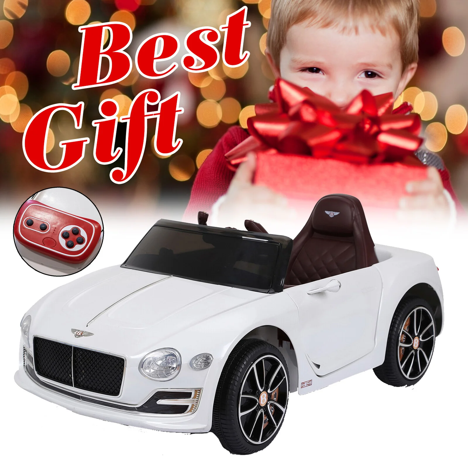 12V Electric Kids Ride-On Car with LED Lights and Remote Control, Bentley Style Licensed Toy - Image 17