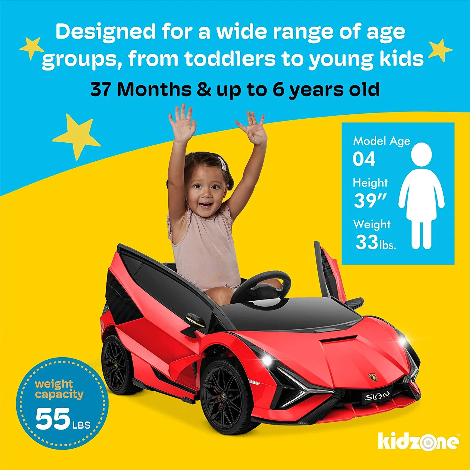 12V Electric Licensed Lamborghini Sian Roadster Ride-On Toy Car for Kids - Image 5