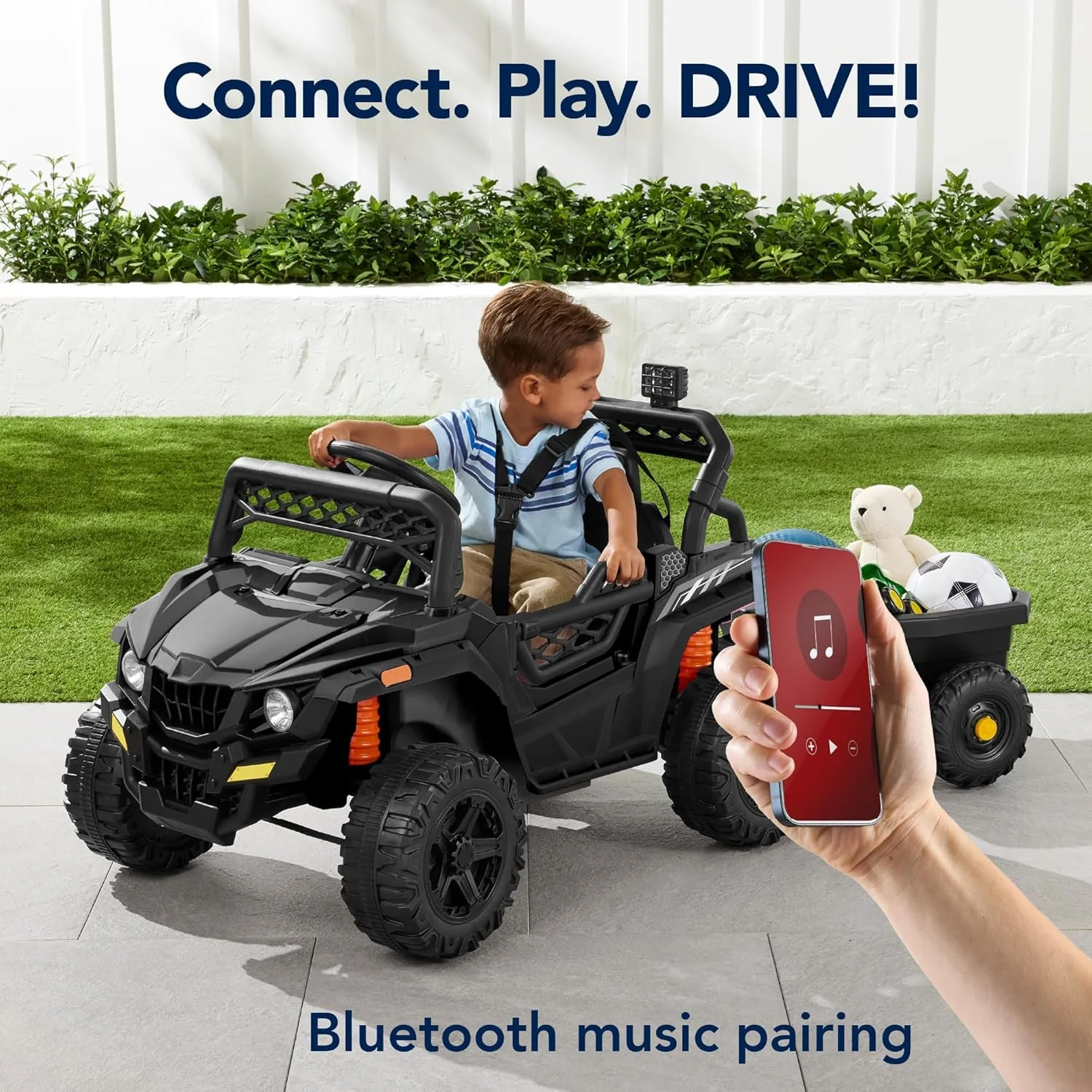 12V Kids Electric Ride-On UTV Car with Trailer, Parent Remote Control and LED Lights - Image 4