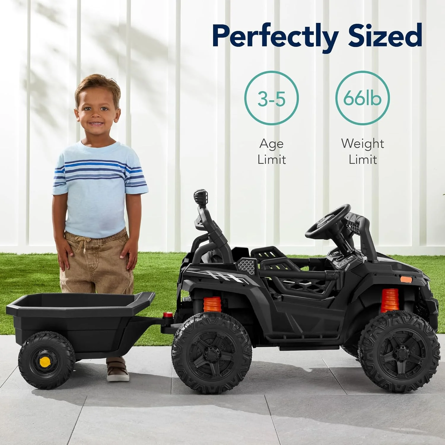 12V Kids Electric Ride-On UTV Car with Trailer, Parent Remote Control and LED Lights - Image 5