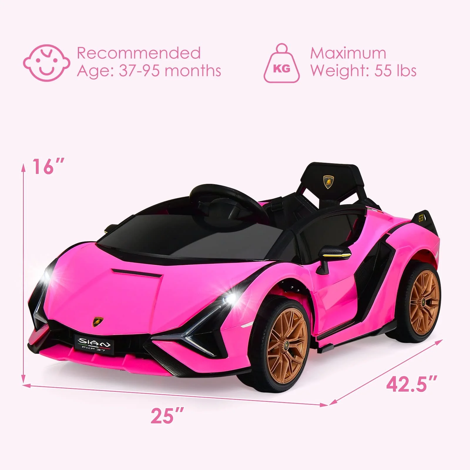 12V Licensed Lamborghini Sian Electric Ride-On Car for Toddlers - Image 7