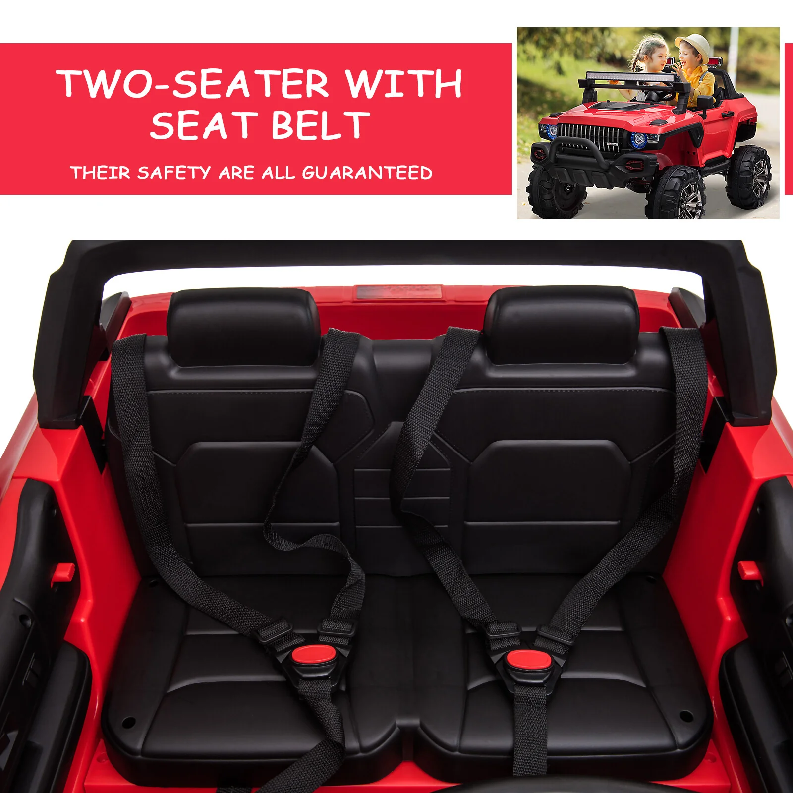 12V Kids Ride-On 2-Seat SUV Truck with Remote Control, 3 Speeds, and LED Lights - Image 8