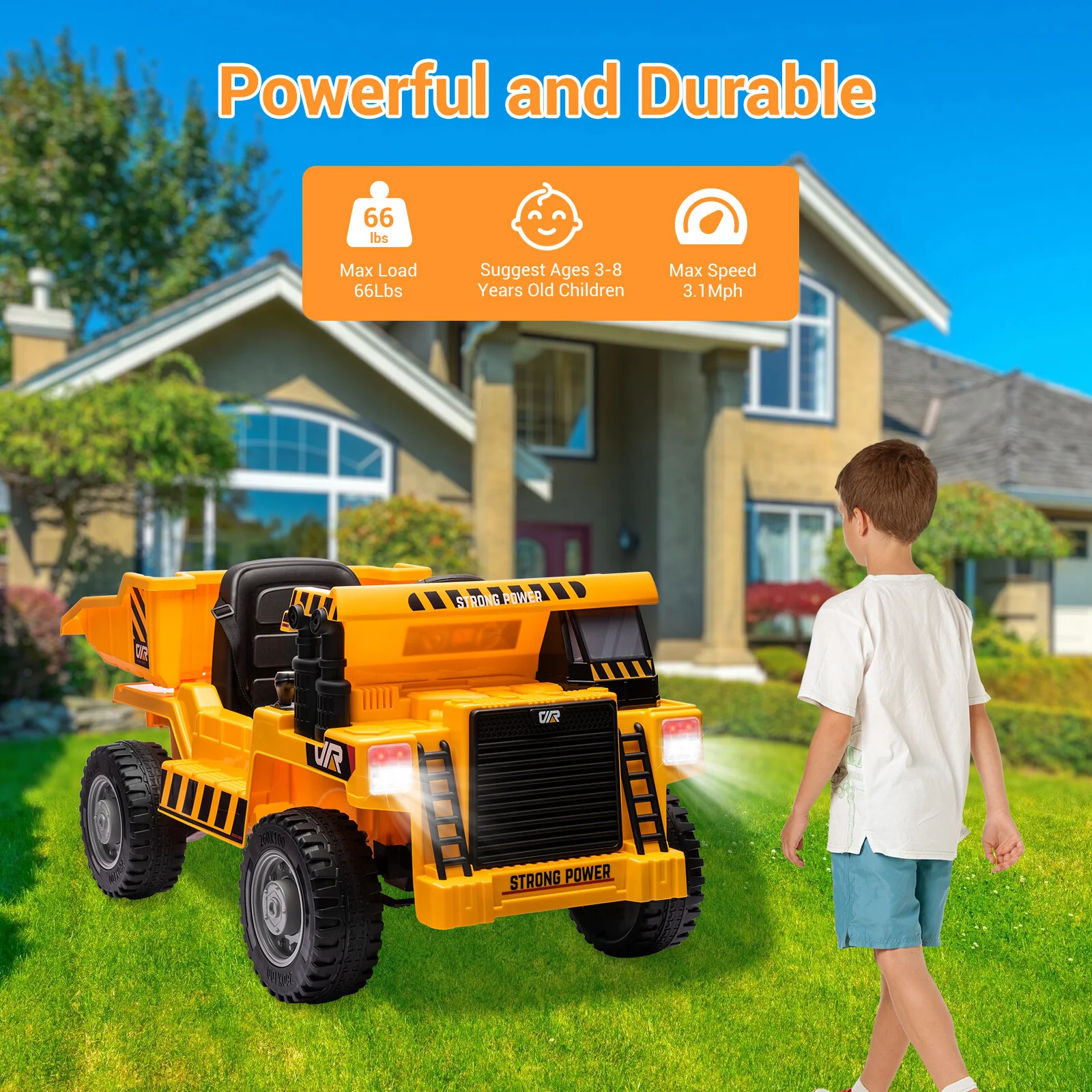 12V Kids Ride-On Electric Dump Truck with Remote Control and Electric Bed - Image 7