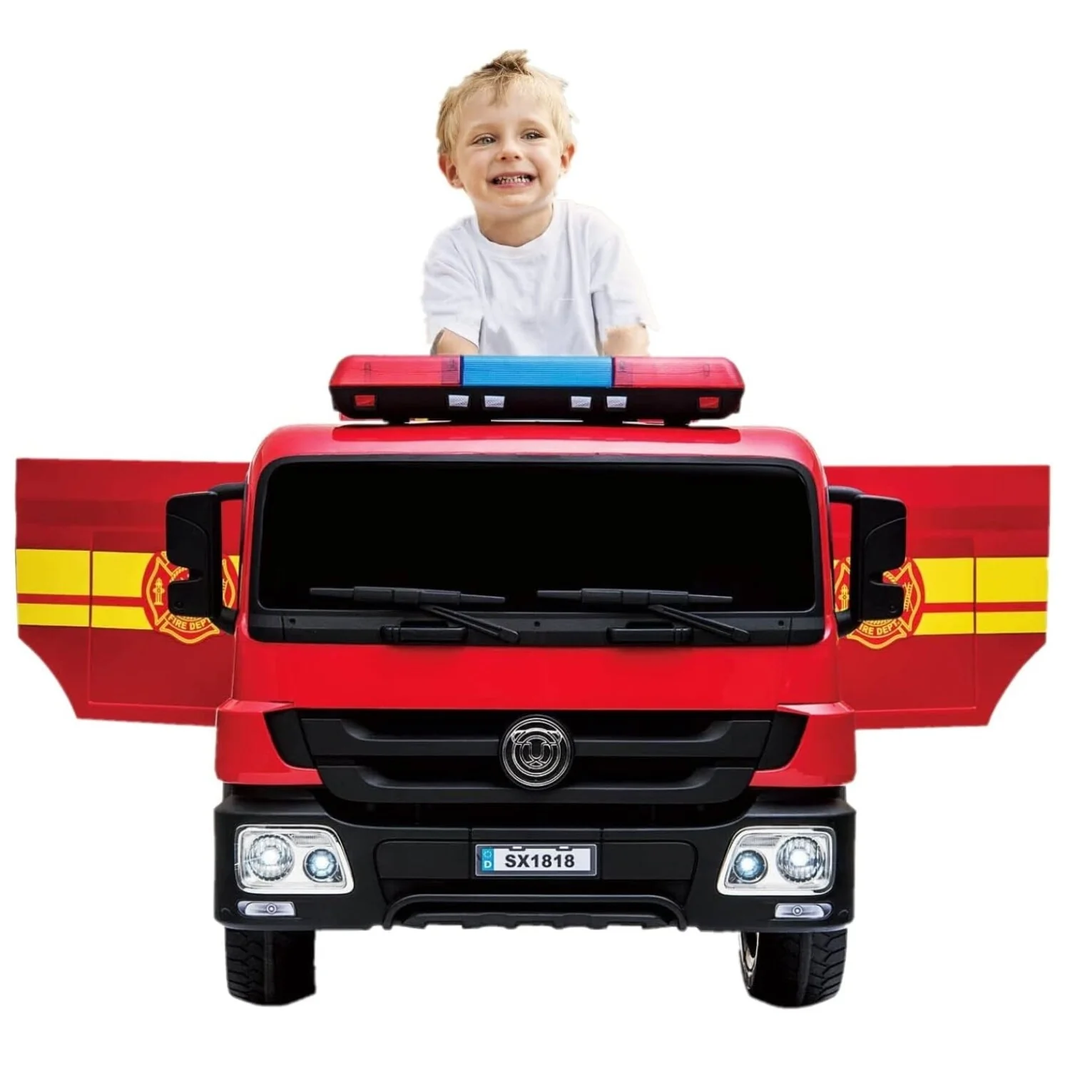 12V Battery-Powered Kids Ride-On Fire Truck Toy Car with Remote Control for Ages 3-6 - Image 6
