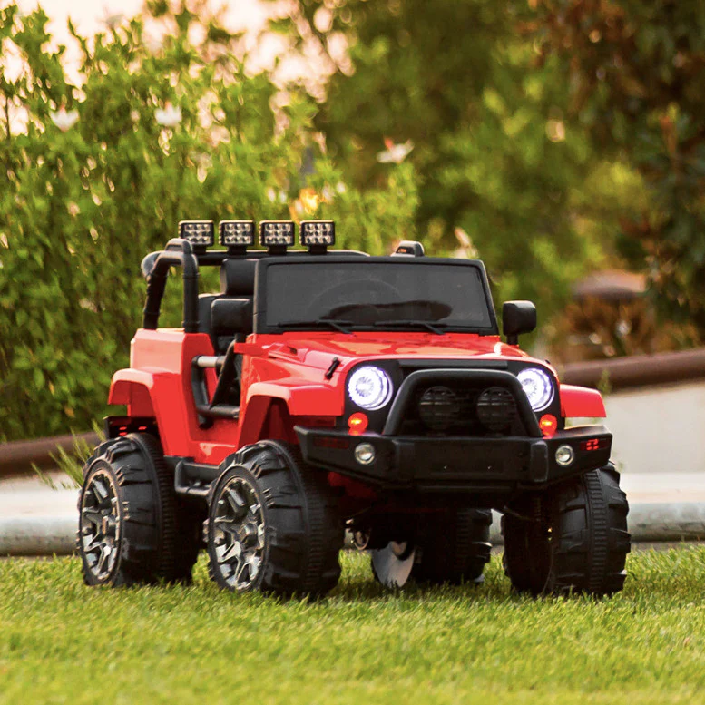 12V Kids Ride-On Jeep with 3 Speeds, Remote Control, LED Lights, and Built-In Radio - Image 2