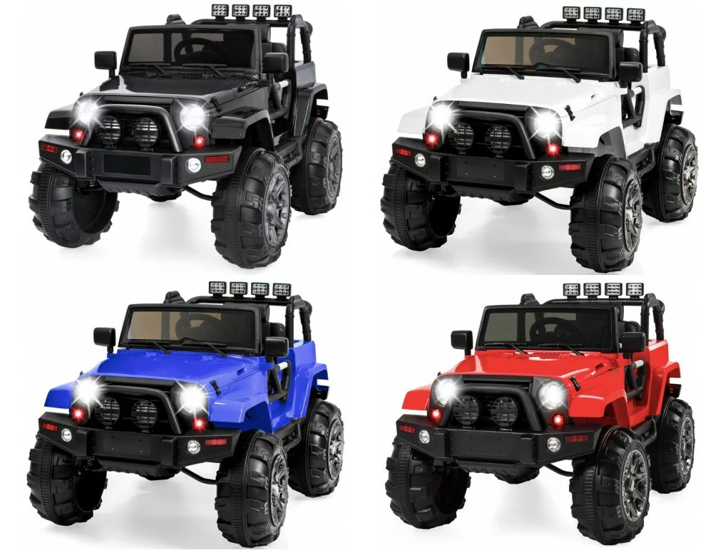 12V Kids Ride-On Jeep with 3 Speeds, Remote Control, LED Lights, and Built-In Radio - Image 8