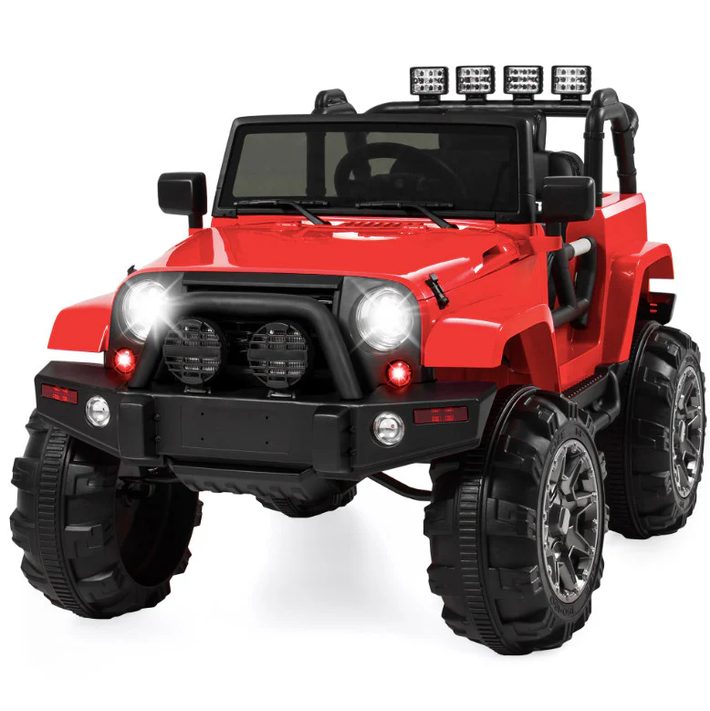 12V Kids Ride-On Jeep with 3 Speeds, Remote Control, LED Lights, and Built-In Radio - Image 9