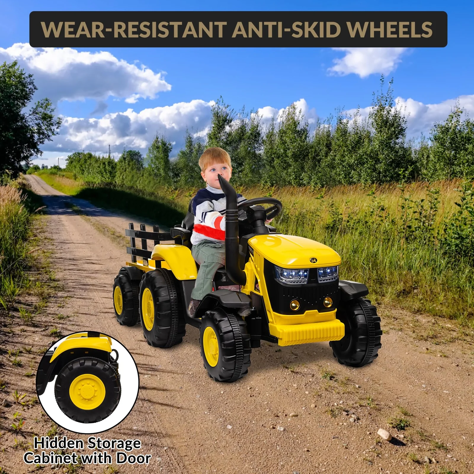 12V Electric Ride-On Tractor with Trailer and 6 Wheels for Kids with Remote Control - Image 23