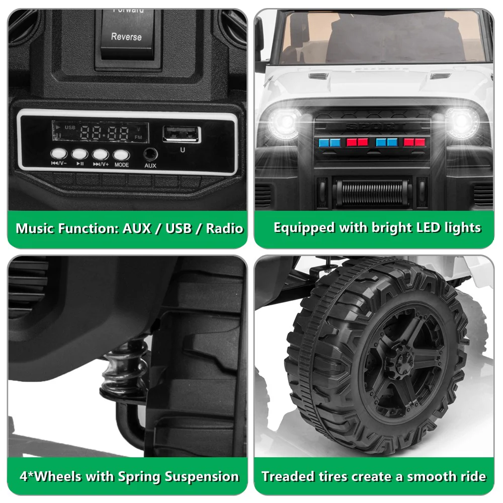 12V Kids Ride-On Truck Car with Remote Control, 3-Speed, Suspension, and LED Lights - Image 8