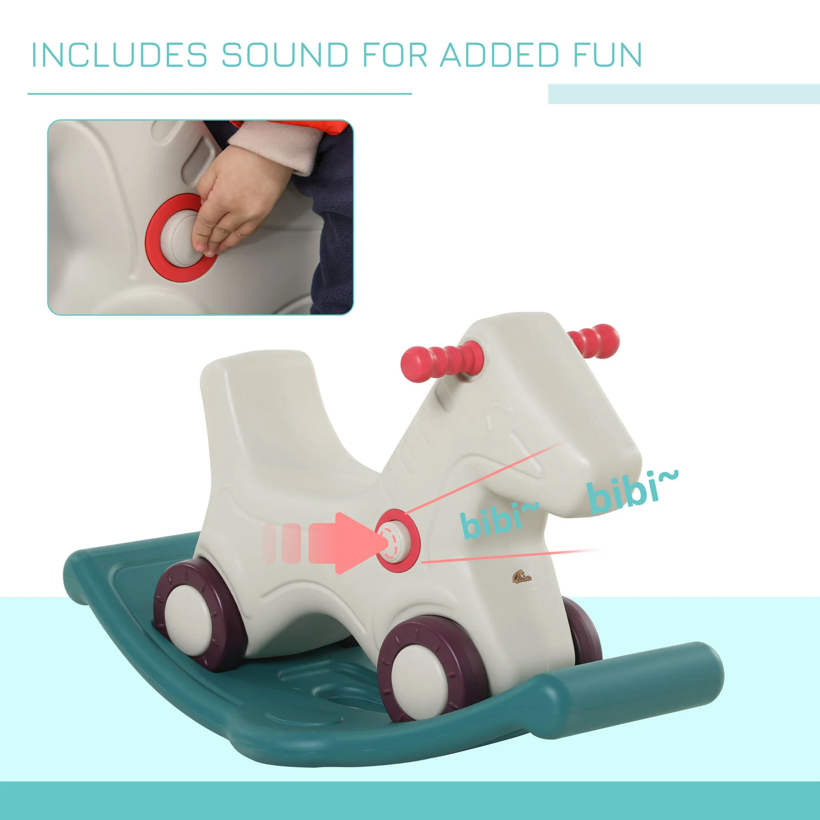 2-in-1 Kids Rocking Horse and Sliding Car for Indoor and Outdoor Use with Detachable Design - Image 4