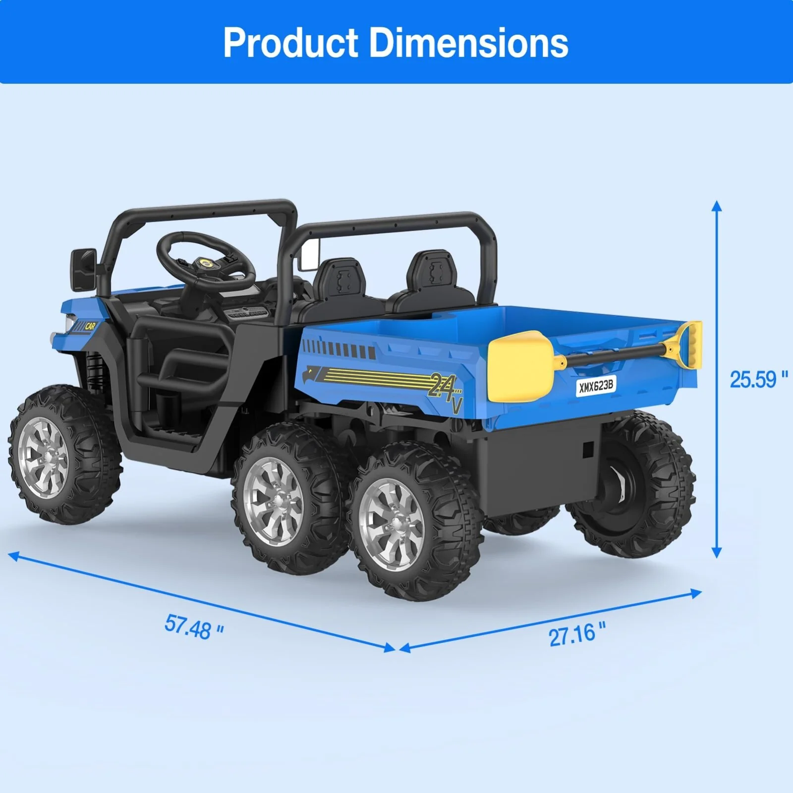 24V Electric 2-Seater Kids Ride-On Dump Truck 4WD UTV with Parental Remote and MP3 Player - Image 4