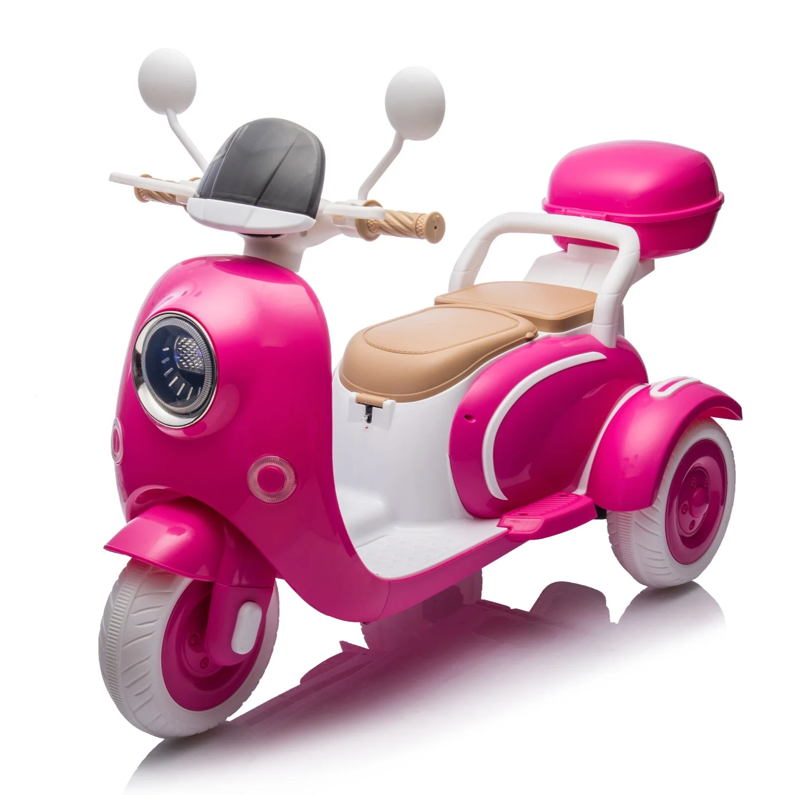 12V 2-Seater Kids Ride-On 3-Wheel Motorcycle with USB Single Motor for Ages 3-6 Rose