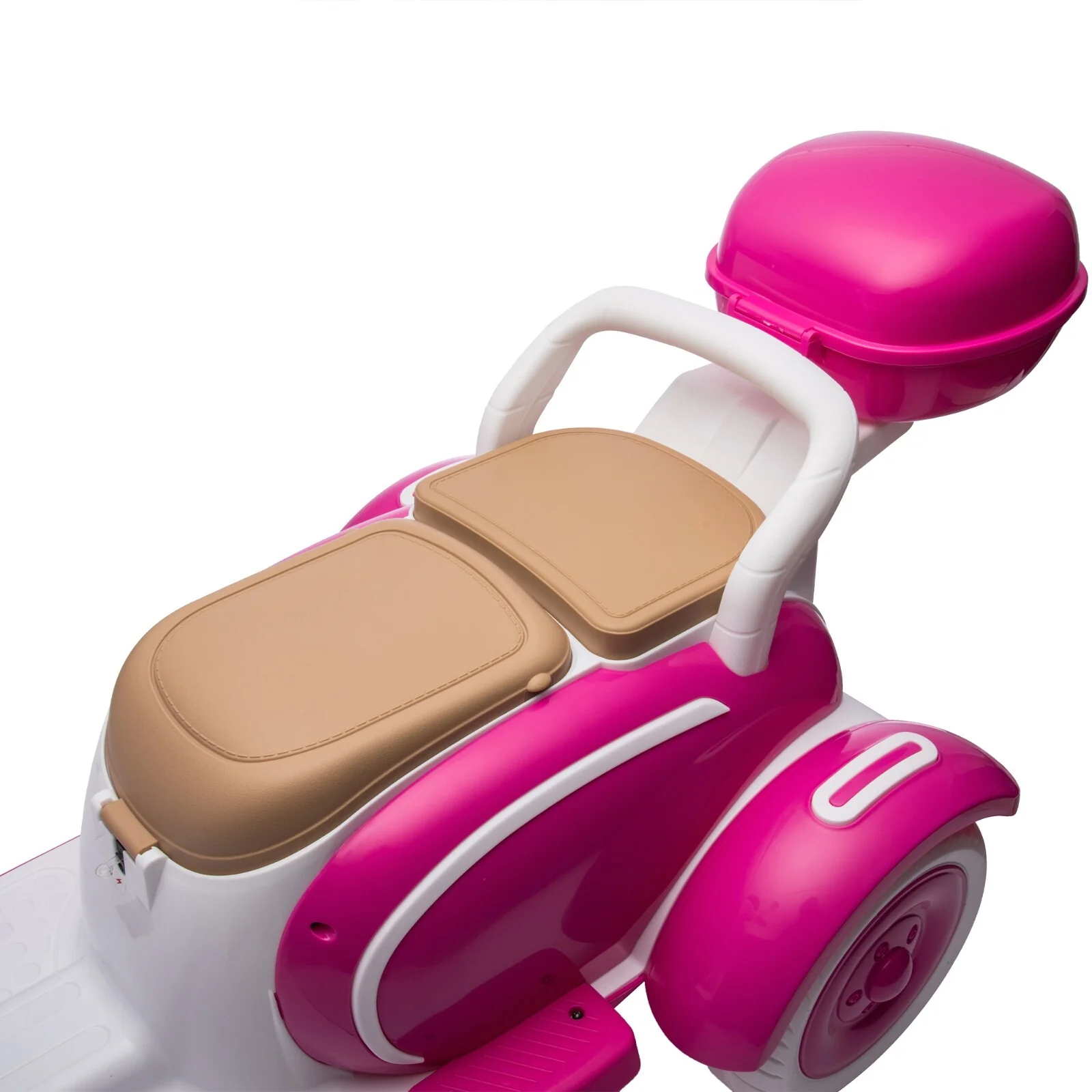 12V 2-Seater Kids Ride-On 3-Wheel Motorcycle with USB Single Motor for Ages 3-6 Rose - Image 6