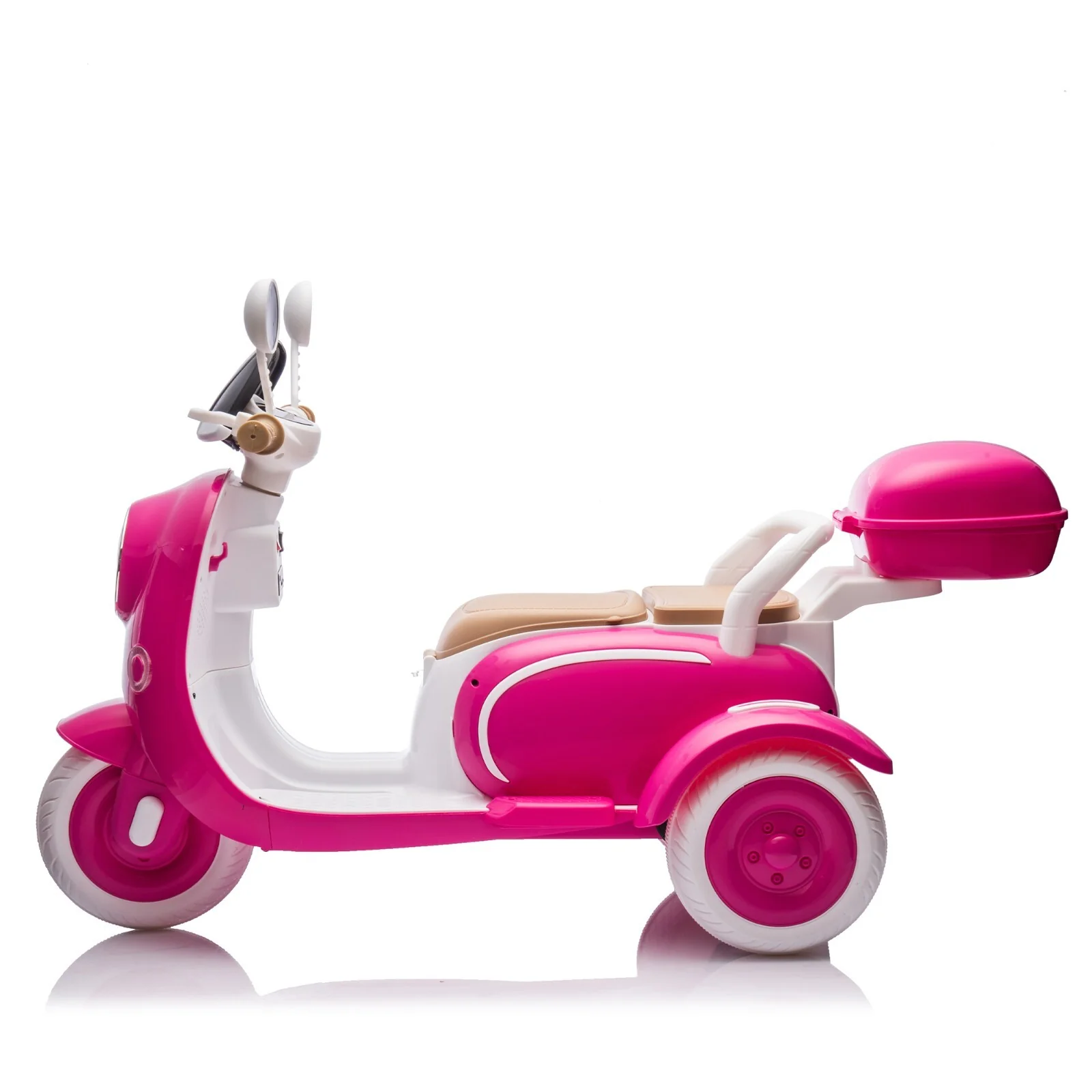 12V Kids 2-Seater 3-Wheel Ride-On Motorcycle with Dual Motors and USB Port, Rose, Ages 3-6 - Image 12