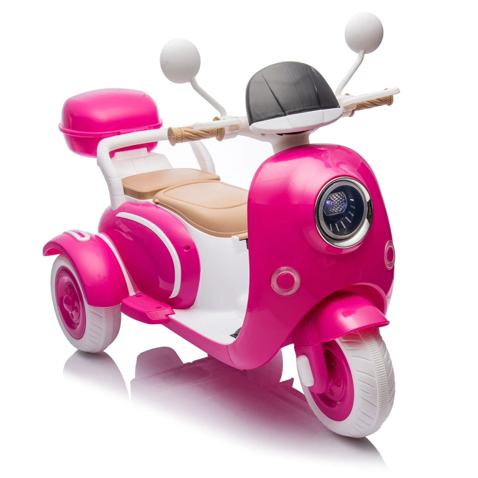 12V Kids 2-Seater 3-Wheel Ride-On Motorcycle with Dual Motors and USB Port, Rose, Ages 3-6 - Image 13