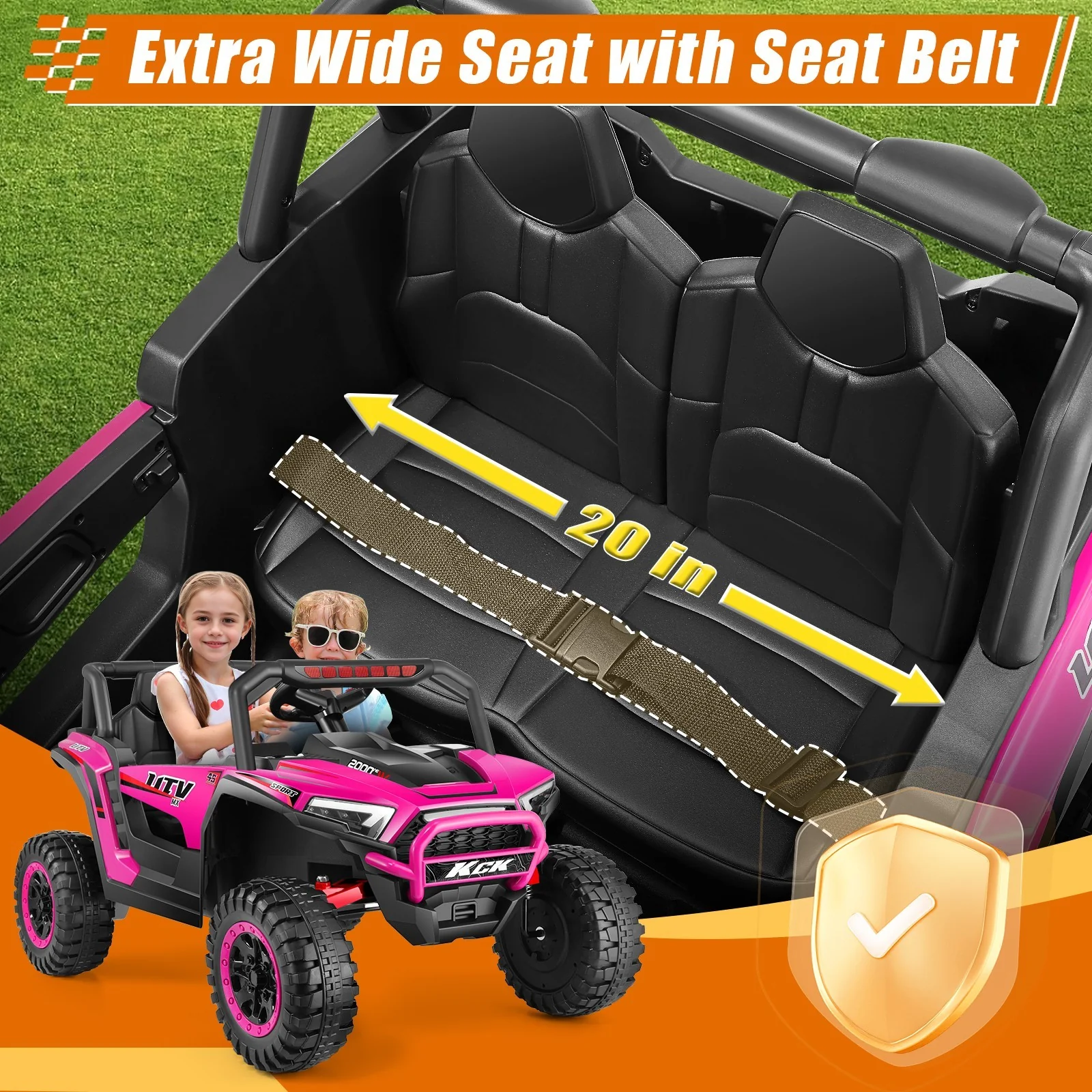 24V Electric Off-road UTV for Kids - 2 Seater Ride-On Car with 2/4WD - Image 5