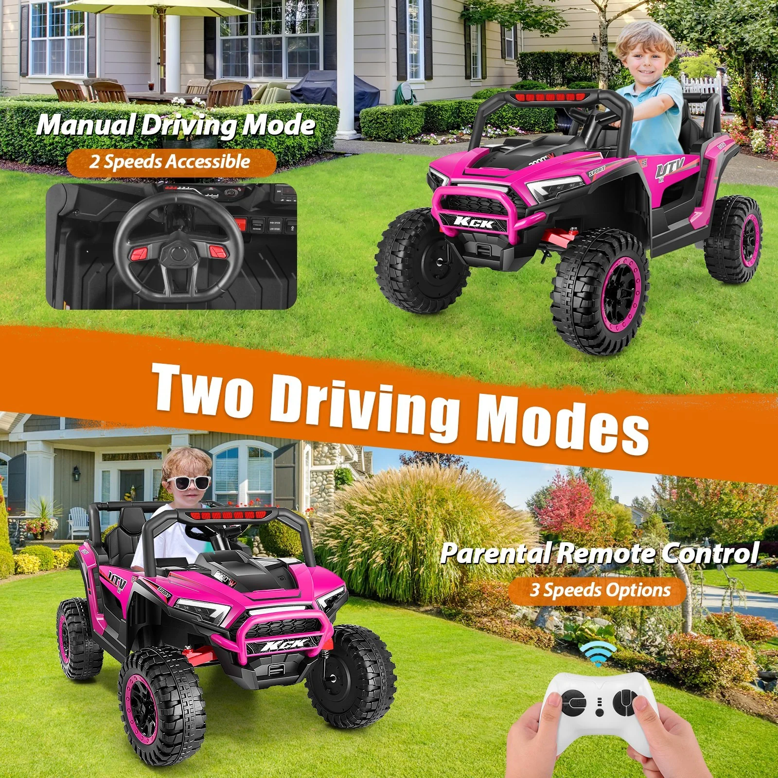 24V Electric Off-road UTV for Kids - 2 Seater Ride-On Car with 2/4WD - Image 6
