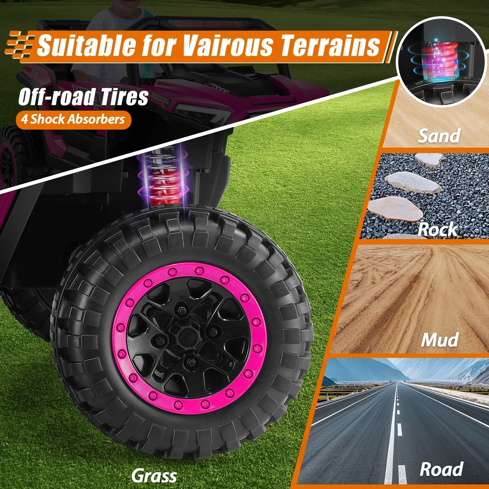 24V Electric Off-road UTV for Kids - 2 Seater Ride-On Car with 2/4WD - Image 7
