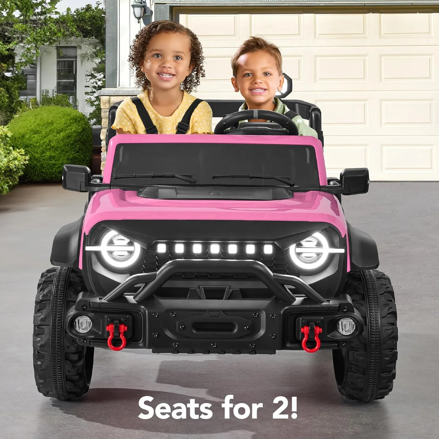 24V Kids 2-Seater Electric Ride-On Truck with 132lb Weight Capacity and Parent Control - Image 3