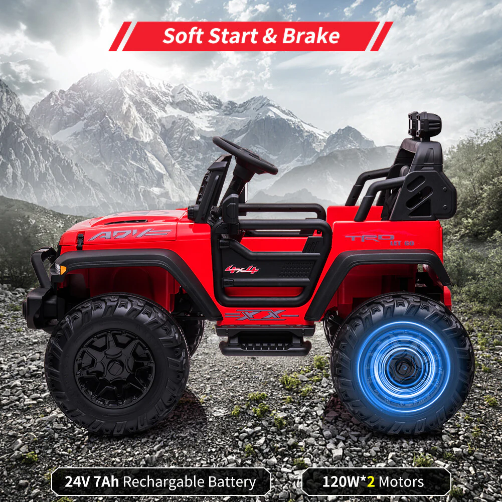24V Kids Electric Ride-On Off-Road Truck with 3 Speeds and Remote Control - Image 7
