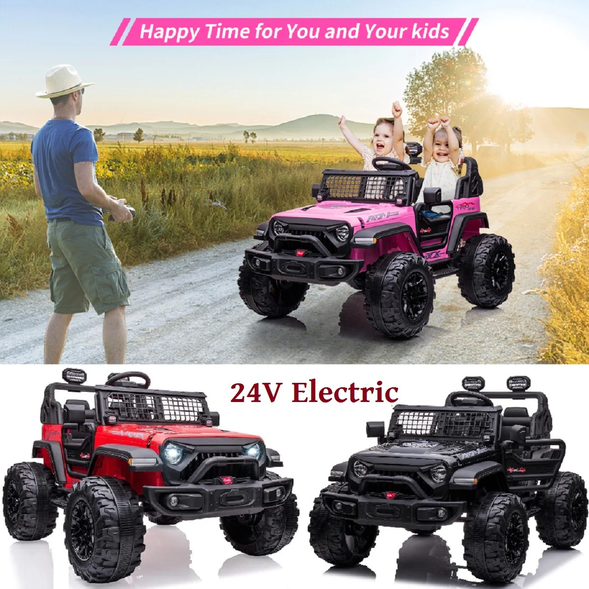 24V Kids Electric Ride-On Jeep Car with Remote Control and Safety Features - Image 2