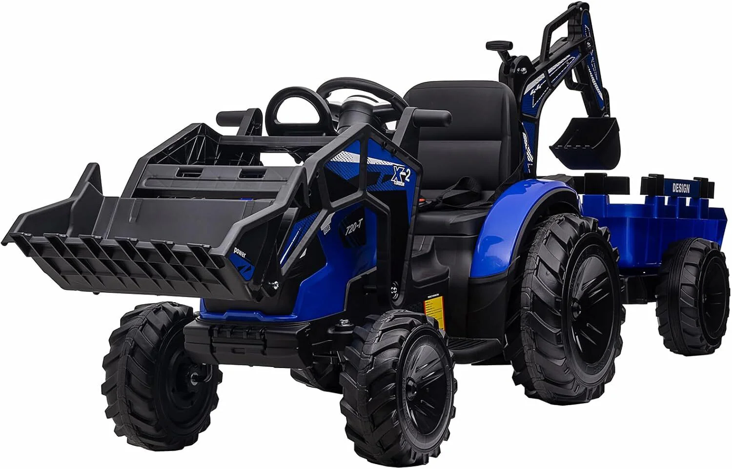 24V Kids Electric Ride-On Tractor Car with Trailer Excavator and Bulldozer Attachments - Image 7