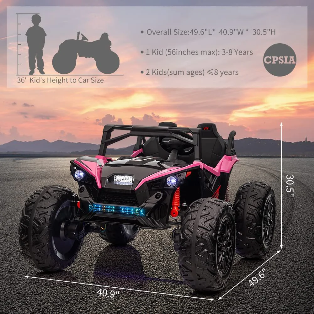 24V Kids Electric Ride-On UTV Car with 2 Seats, Metal Suspension and Remote Control - Image 3