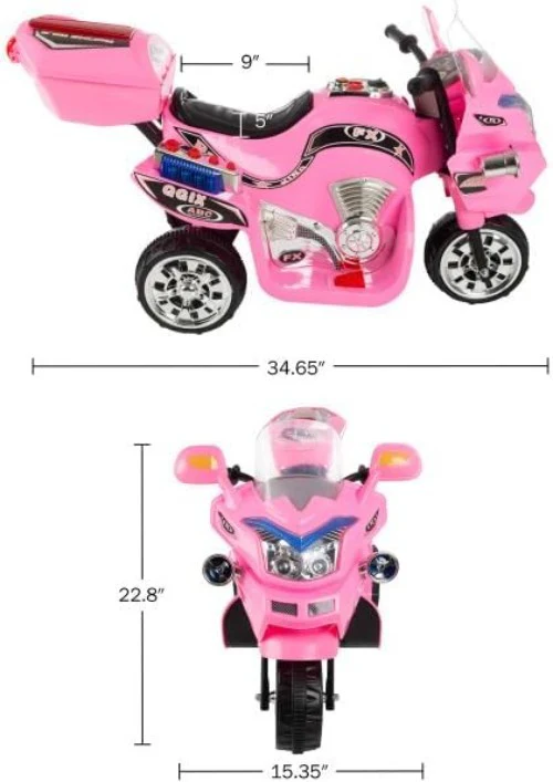 Battery-Powered Pink 3-Wheel Ride-On Motorcycle for Kids Ages 3-6, Safe and Fun - Image 8