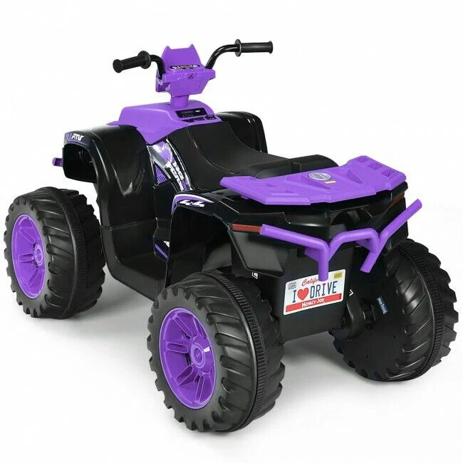 Kids 4-Wheeler ATV Quad Ride On Car with LED Light & Music - Purple - Image 3