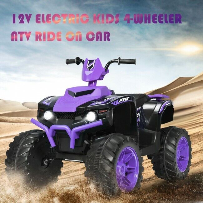 Kids 4-Wheeler ATV Quad Ride On Car with LED Light & Music - Purple - Image 5
