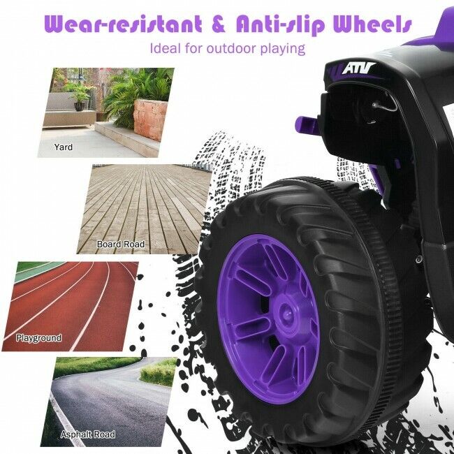 Kids 4-Wheeler ATV Quad Ride On Car with LED Light & Music - Purple - Image 8