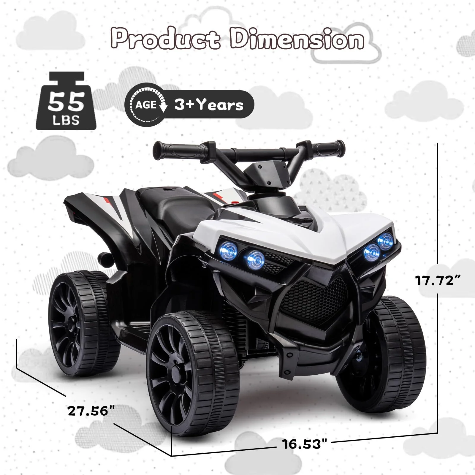 6V Kids Ride-On ATV Quad Car Toy with LED Lights, Music, and Foot Pedal - Image 5