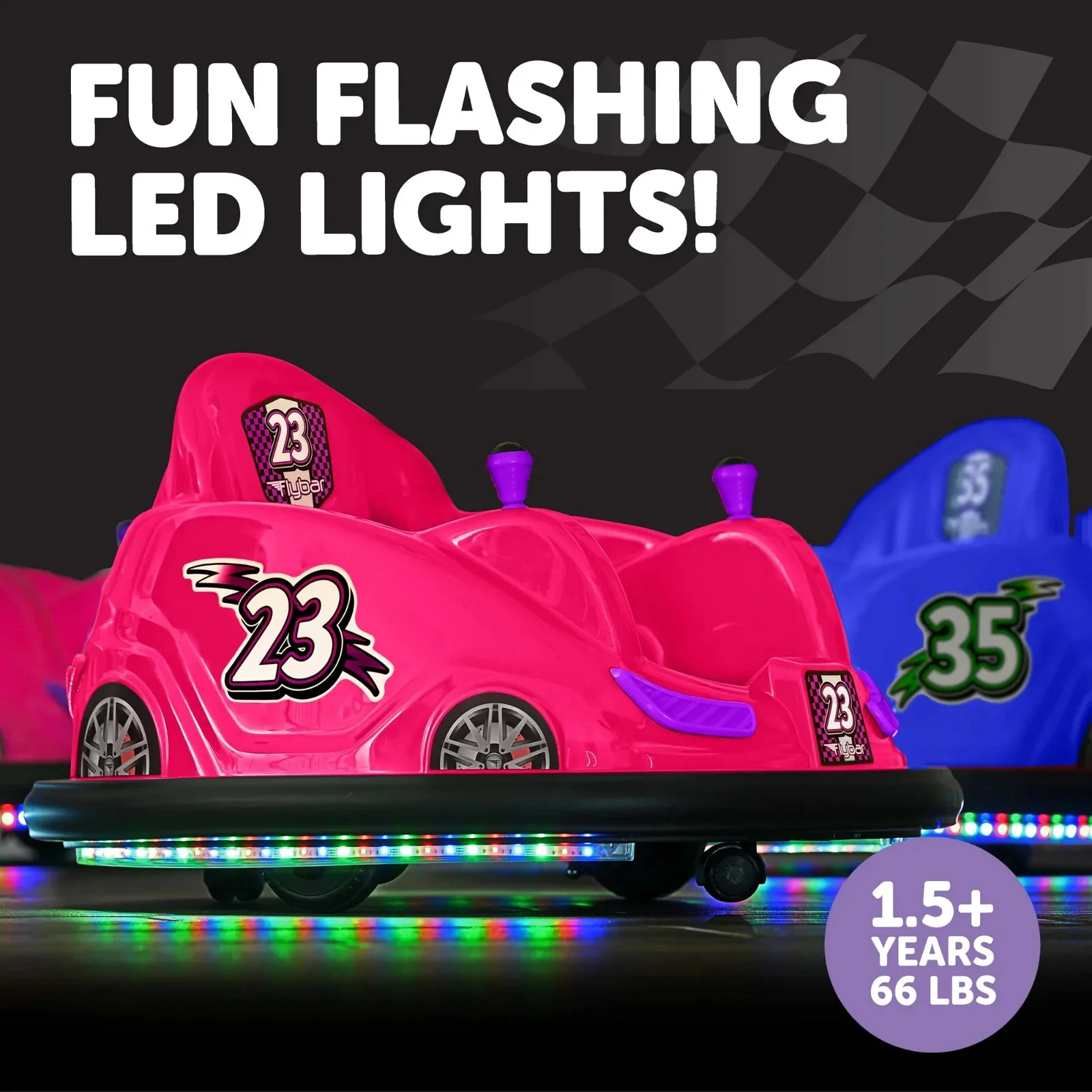 6V Battery-Powered Kids Bumper Car Ride-On with LED Lights for Ages 1.5-4, Pink - Image 3