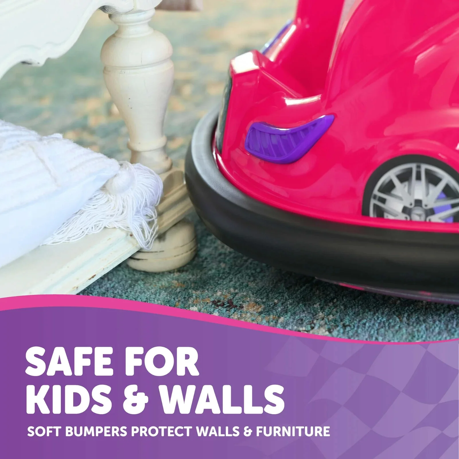 6V Battery-Powered Kids Bumper Car Ride-On with LED Lights for Ages 1.5-4, Pink - Image 4