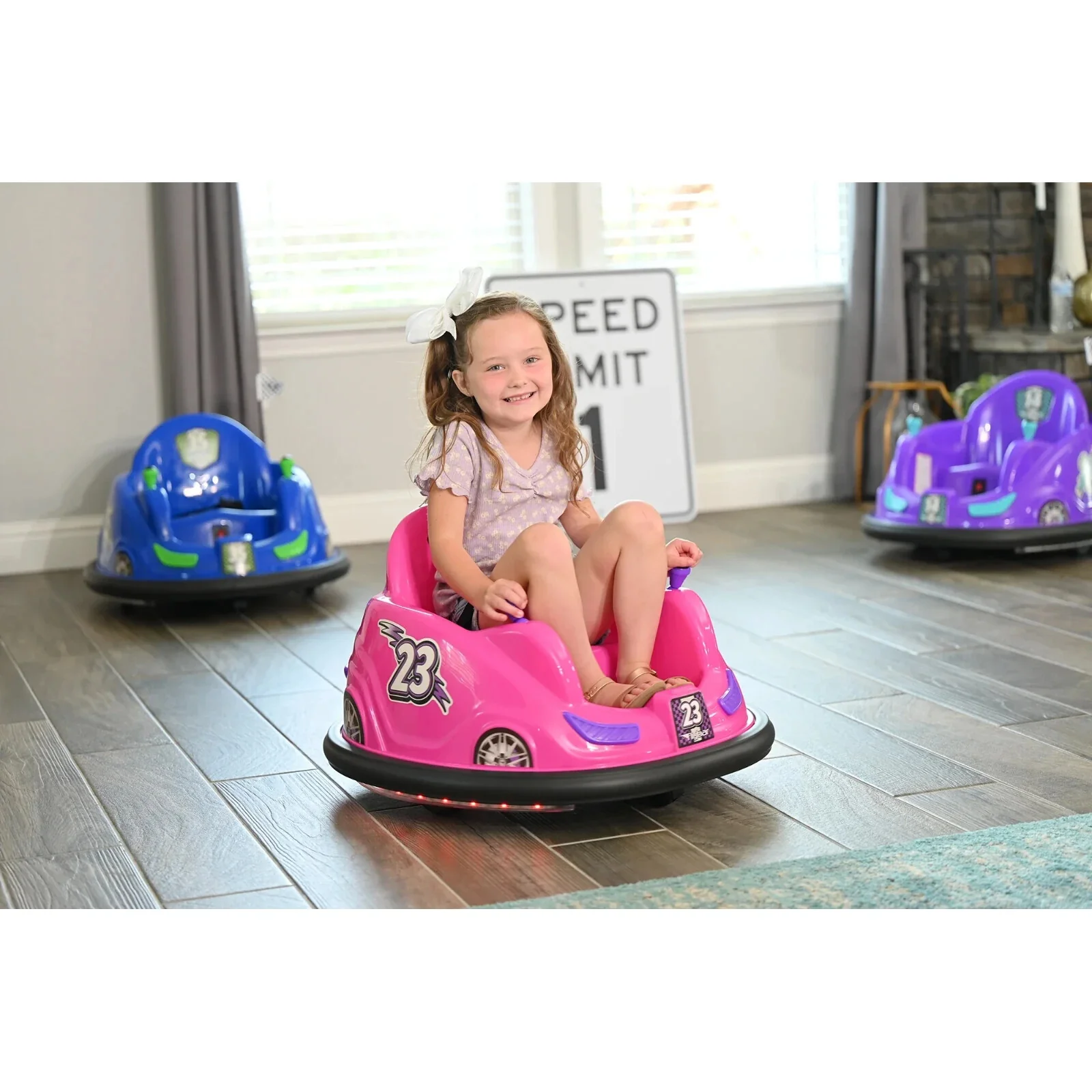 6V Battery-Powered Kids Bumper Car Ride-On with LED Lights for Ages 1.5-4, Pink - Image 6
