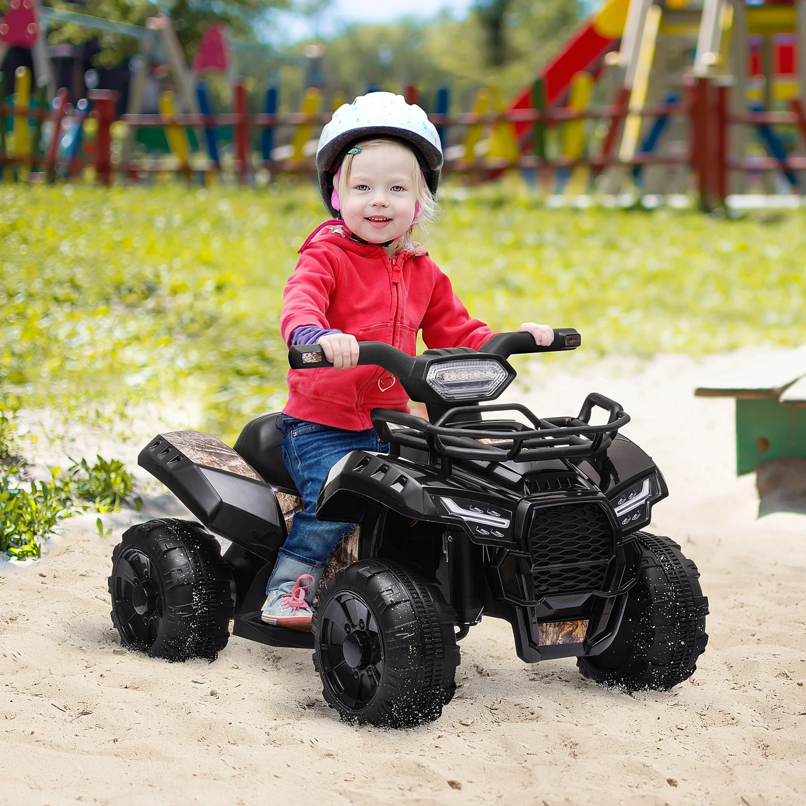 6V Battery-Powered Kids Ride-On Quad ATV with LED Headlights - Image 2