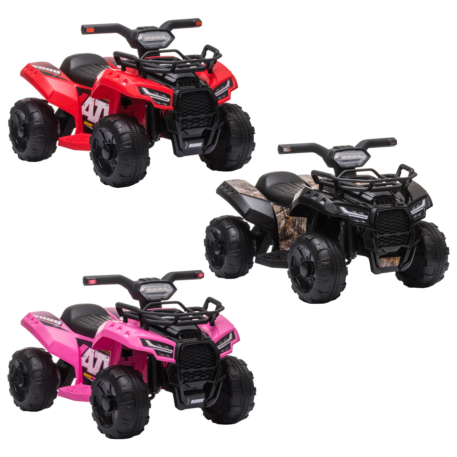 6V Battery-Powered Kids Ride-On Quad ATV with LED Headlights