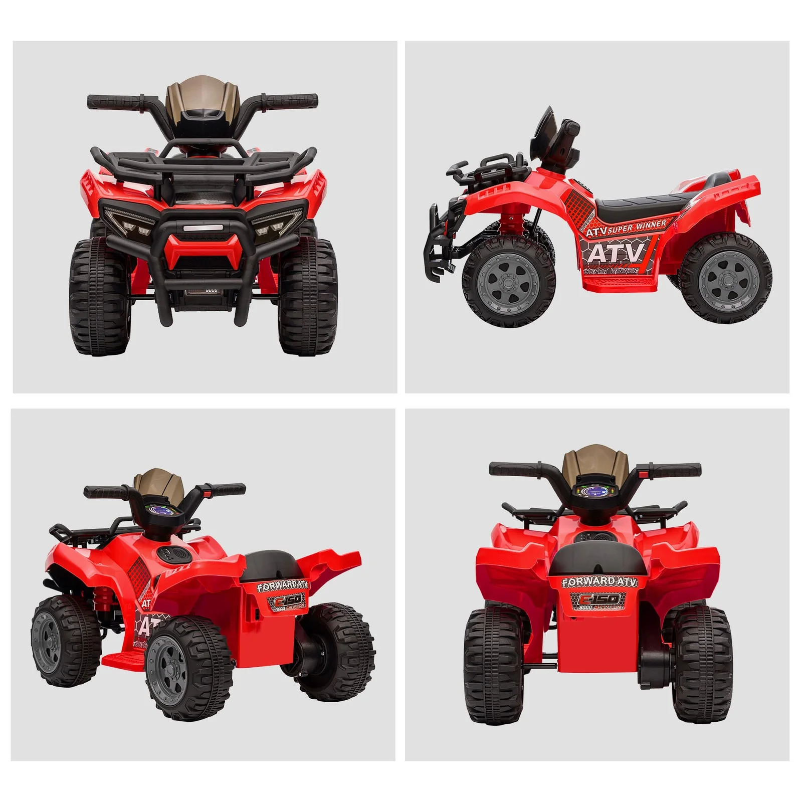 6V Battery-Powered Kids Ride-On Red Quad ATV with Music Toy - Image 10