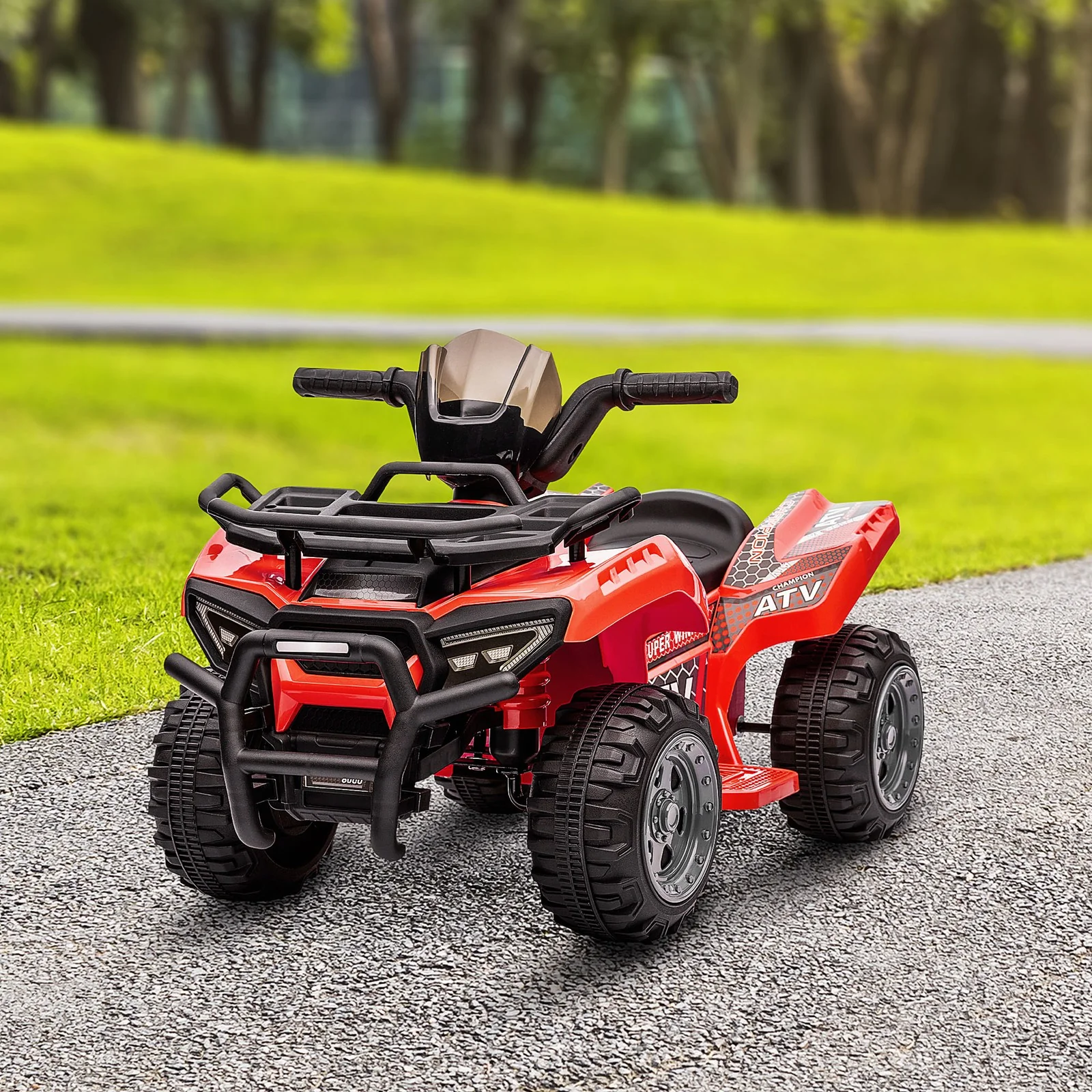 6V Battery-Powered Kids Ride-On Red Quad ATV with Music Toy - Image 9